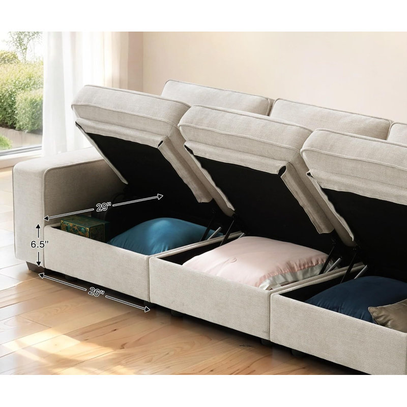 YuuYee Modular Sofa Couch With Seats Storage, Comfy Chenille